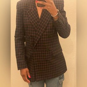 Zara black red stripe blazer